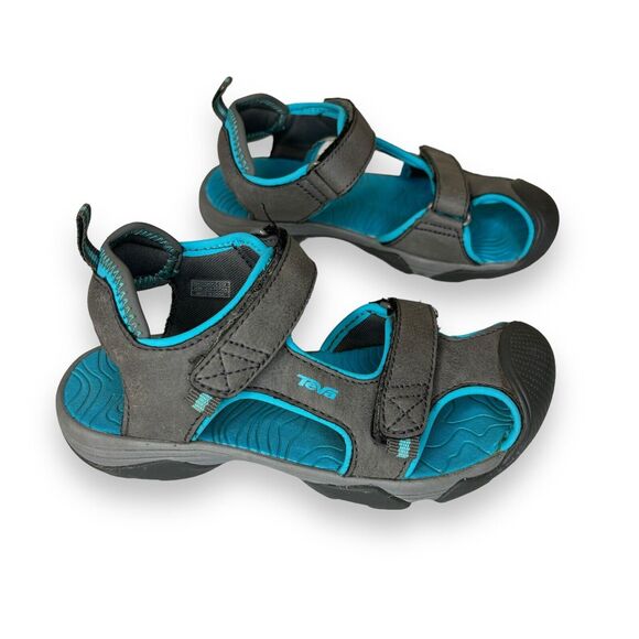Teva Toachi 4 Water Shoes Sandals Kids Size 12 Grey Teal Hook & Loop Hiking EUC - Picture 3 of 9